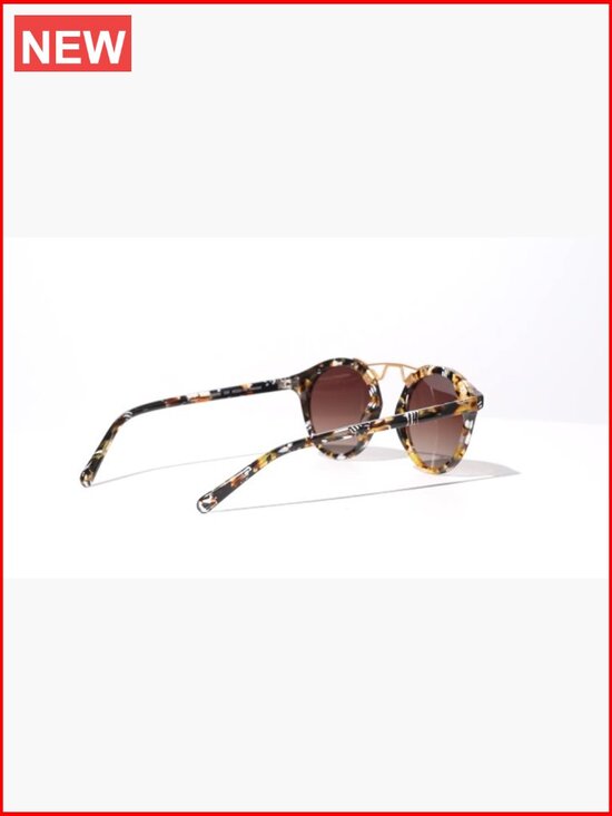 Retro Double Bridge Metal Brow Round Sunglasses for Women Small Face main image 6